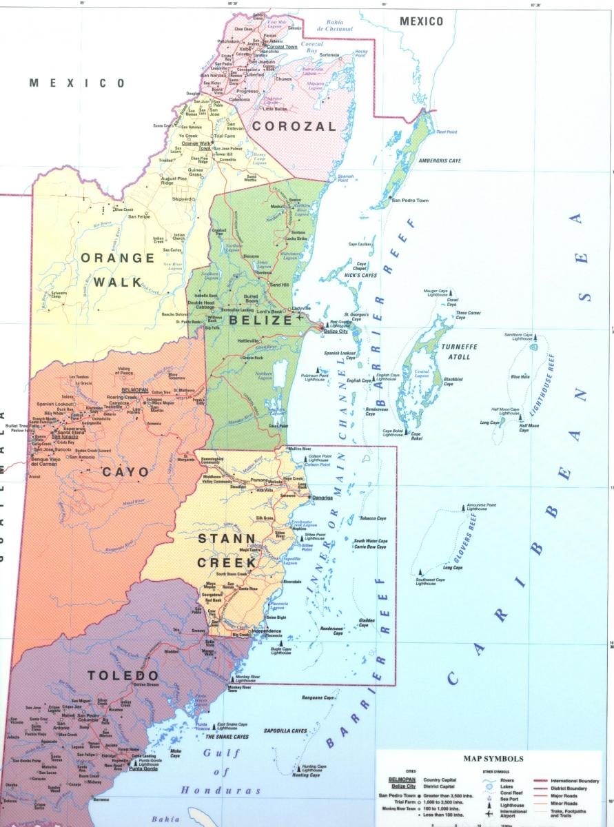 Kaart van Belize distrik