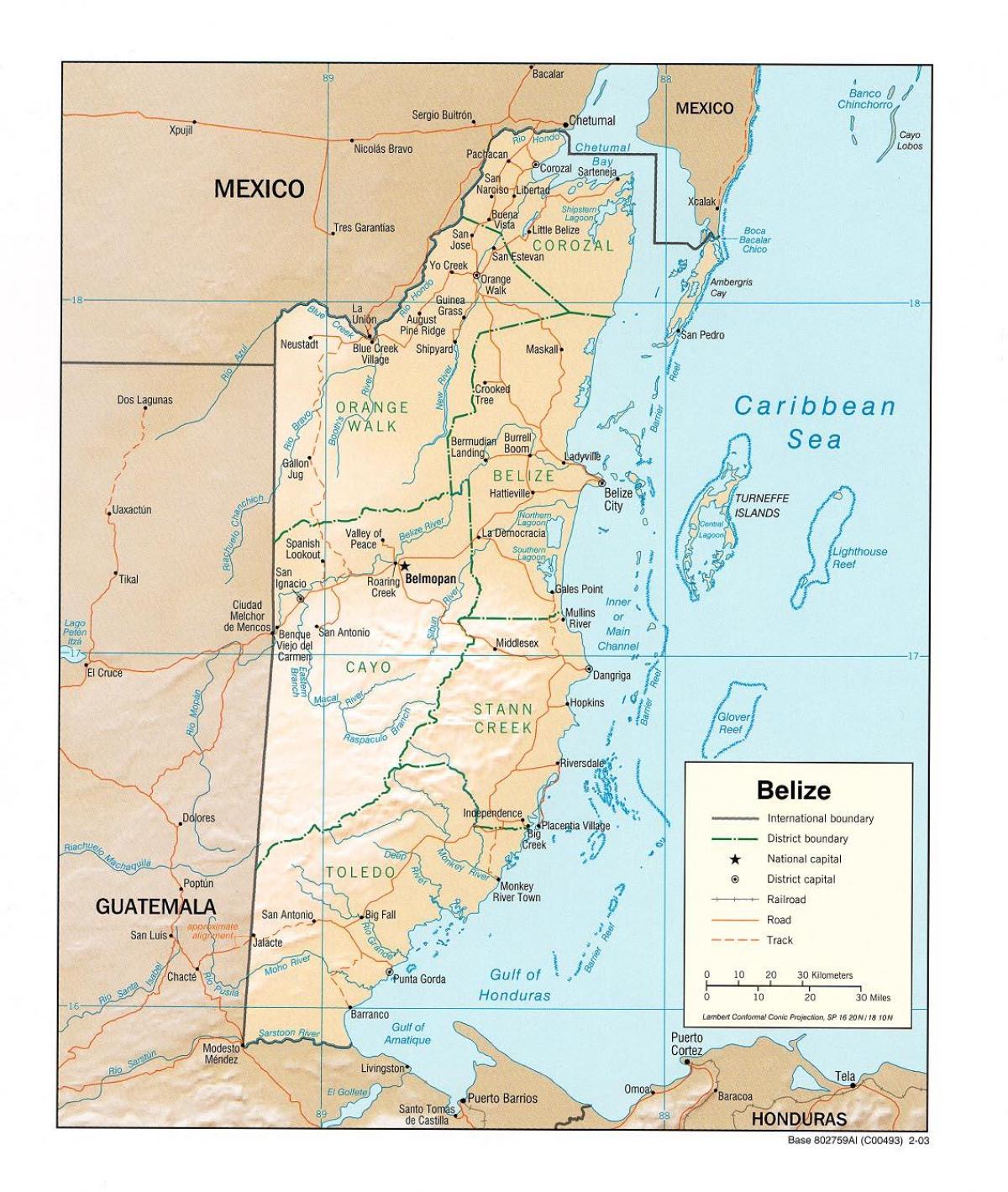 kaart wat Belize