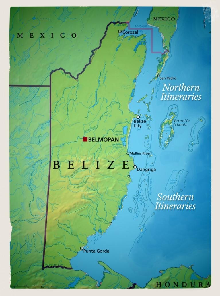 Kaart van Belize vaar