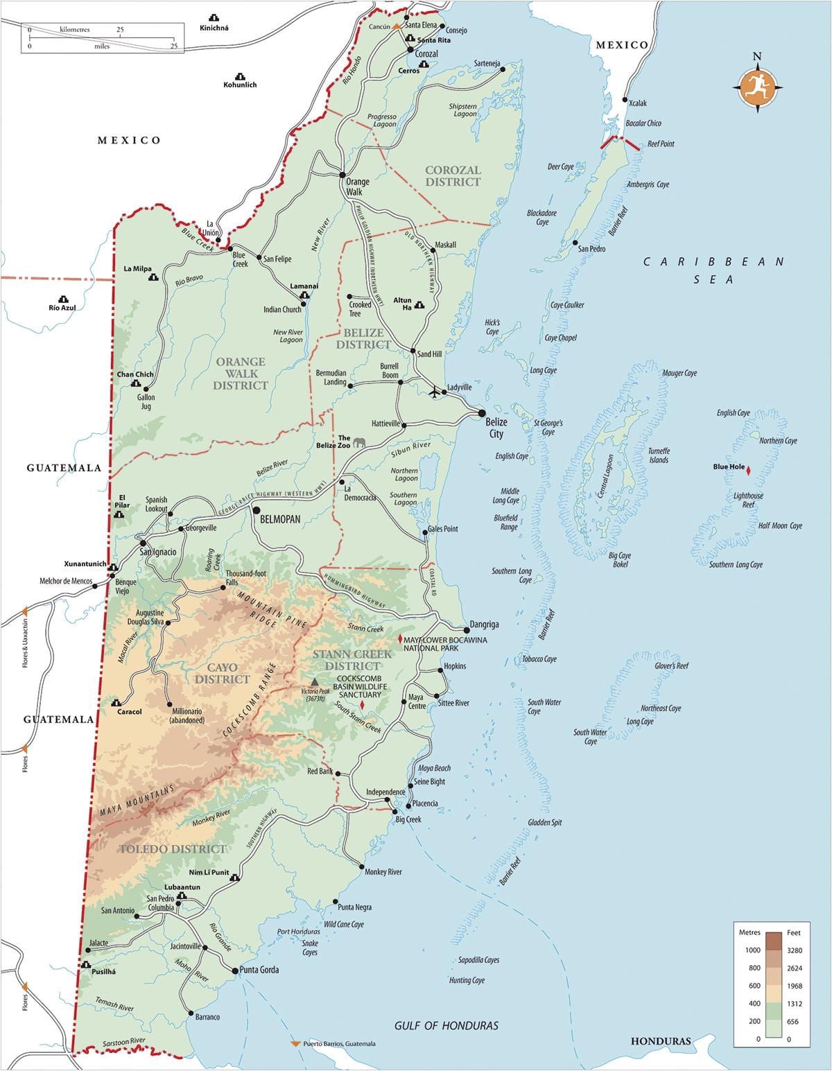 hopkins dorp Belize kaart