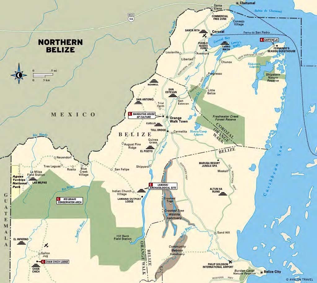 Kaart van sibun rivier Belize