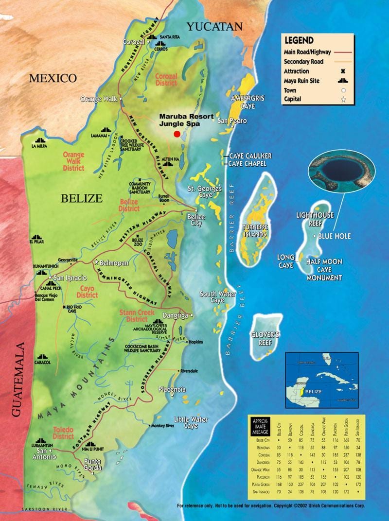 Kaart van tabak caye Belize