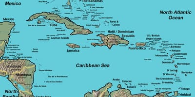 Kaart van Belize karibiese eilande