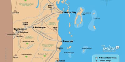 Kaart van die Belize-oord