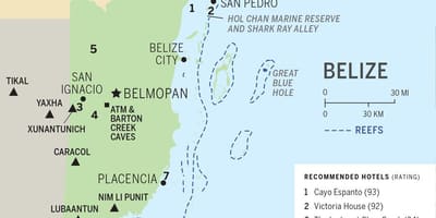 Kaart van Belize strande