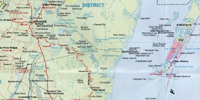 Gedetailleerde padkaart van Belize