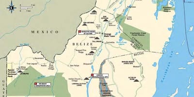 Kaart van sibun rivier Belize