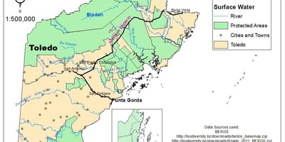 Kaart van toledo distrik Belize